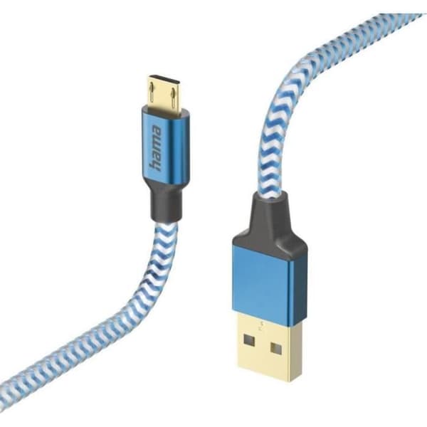 Hama reflekterande USB-kabel 1,5 m USB 2.0 USB A Micro-USB B Blå () - 00201555