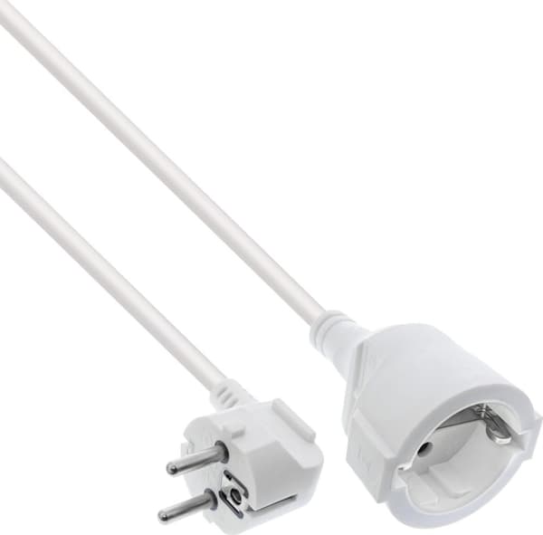 InLine strømforlænger beskyttelseskontaktstik vinklet stikdåse hvid 3m - kabel - forlængerkabel - strøm-/strømforsyning - 3 m (16403U)