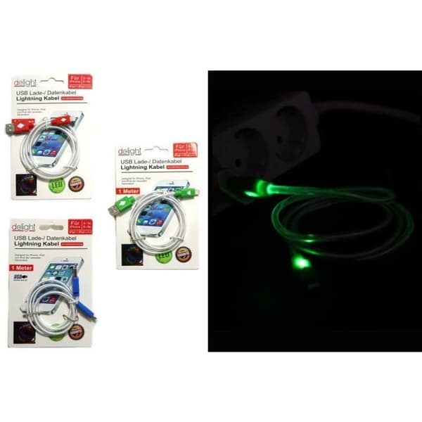 Färgglad LED USB-laddningskabel för Apple iPhone iPad 1m - Diverse - Ljuskabel - Slumpmässig färg
