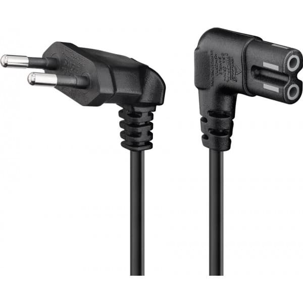 Goobay CEE 7/16 - C7 Sonos® -strömkabel med vinklade kontakter, 1 m