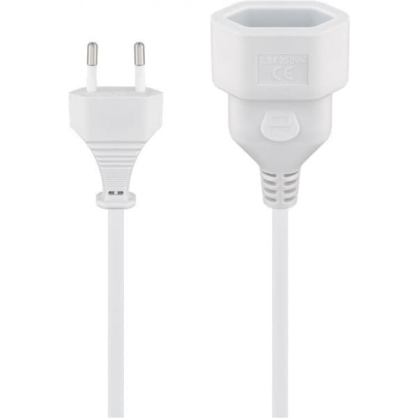 Goobay - forlængerledning Schuko - IEC C7, 3 m, hvid