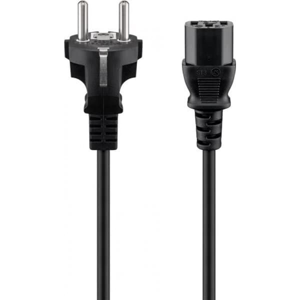 Goobay typ F, CEE 7/7 - C13-strömkabel, 3 m, svart