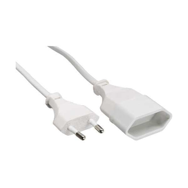 InLine förlängningskabel Schuko - IEC C7, 2 m, vit