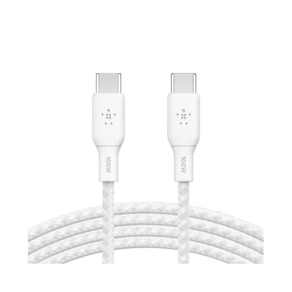100w USB-C till USB-C flätad kabel 3M Vit