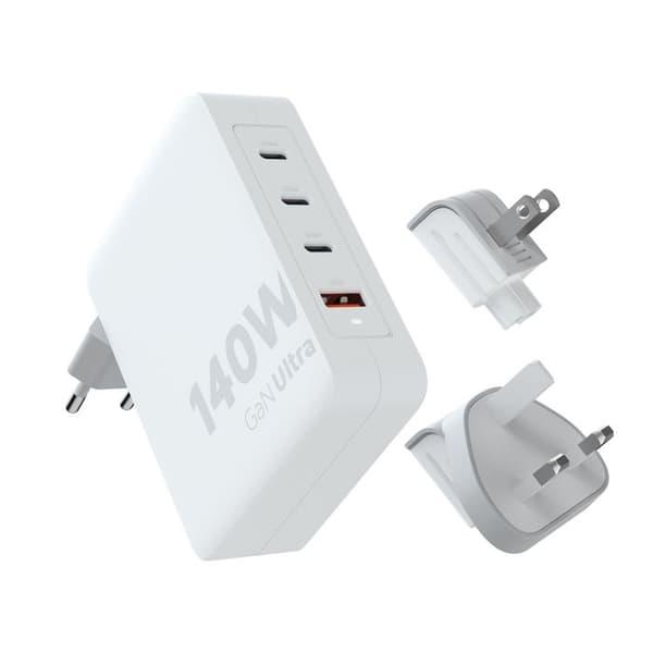 Xtorm 140W GaN-Ultra USB-C-laddare med GaN-teknik, 2 USB-C PD-portar, inkluderar 20W USB-C PD-kabel och adaptrar