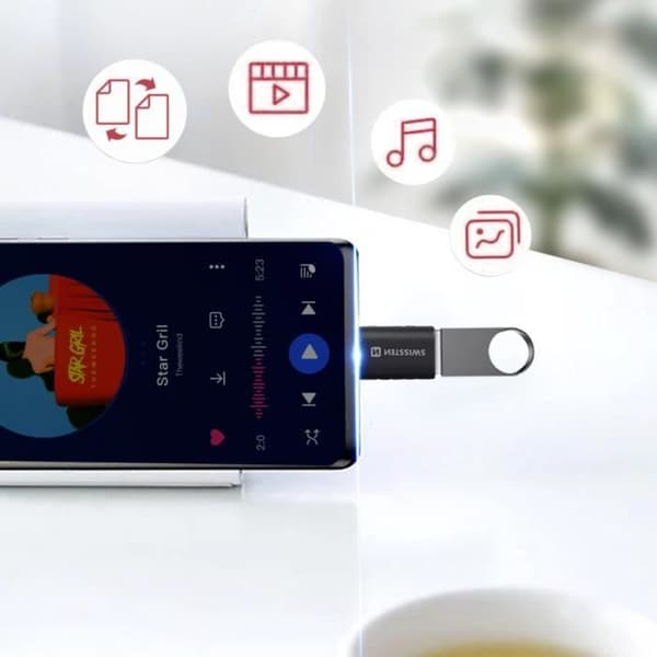 USB-C till USB Hon OTG Adapter Dataöverföring och laddning Swissten