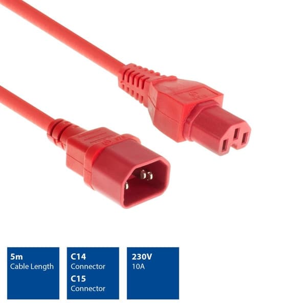 ACT Strömsladd C14 - C15 röd 5 m AK5336