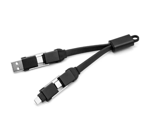 INF 4-i-1 nøkkelring ladekabel (hurtiglading) MA-099 Grå