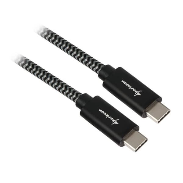 SHARKOON USB 3.1 C-C SVART - GRÅ 1,0M - ALUMINIUM + FLÄTA