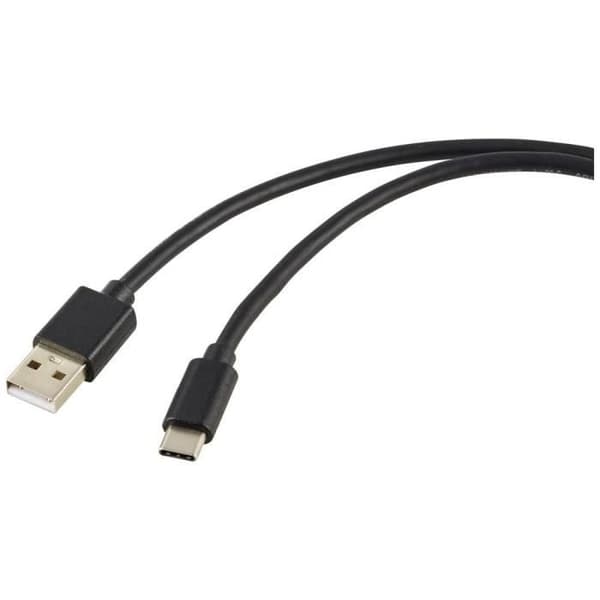 Renkforce USB-laddningskabel - USB 2.0 - USB-A hane/USB-C® hane - 1,80 m - Svart