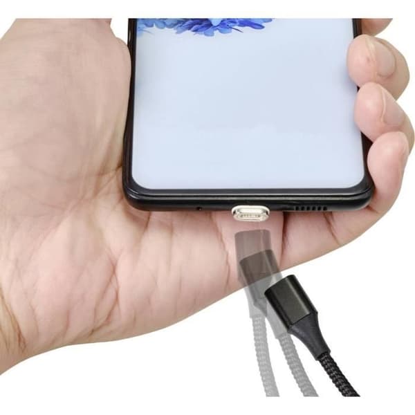 Renkforce USB-kabel USB 2.0 USB-A hane, USB-Micro-B hane 1.00 m svart magnetisk kontakt RF-4746074