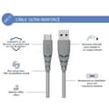 Miniatyrbild 2 av 3: Ultraförstärkt USB A/USB C-kabel 2m 3A Livstidsgaranti Grå - 100 % återvunnen plast Force Power