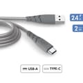 Miniatyrbild 1 av 3: Ultraförstärkt USB A/USB C-kabel 2m 3A Livstidsgaranti Grå - 100 % återvunnen plast Force Power