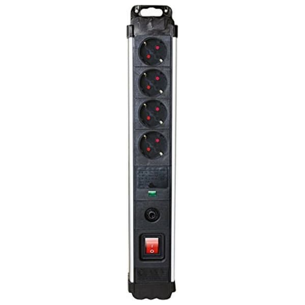 Skjøteledning med 4 uttak med bryter Silver Electronics 49644 3680W Svart