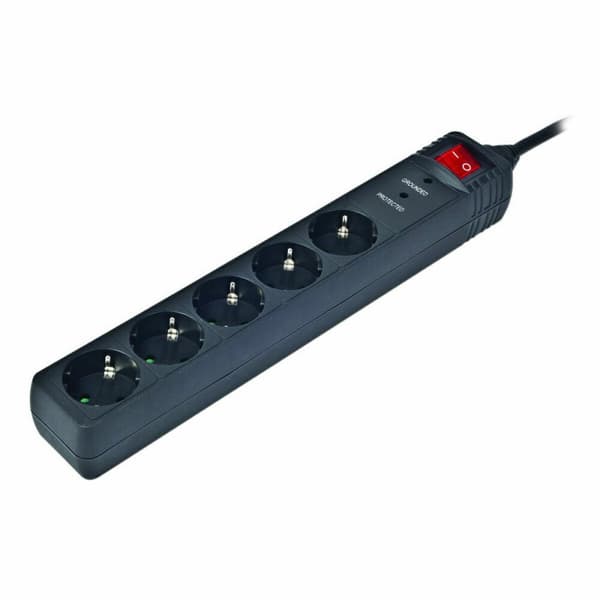 Stikdåse - 5 udtag med kontakt Energenie SPG5-C-5 Sort (1,5 m)