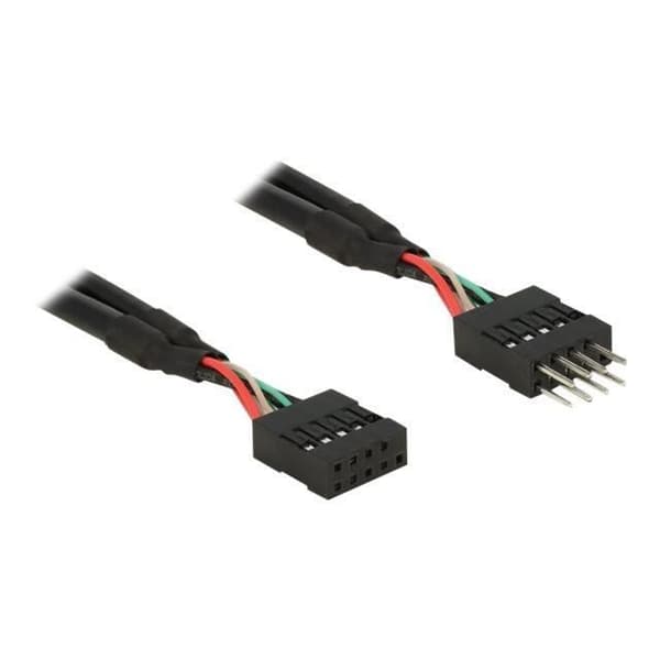 DeLOCK USB 2.0-stiftshuvud USB internkabel 10-stifts USB-kontakt (F) till 10-stifts USB-kontakt (M) 25 cm svart