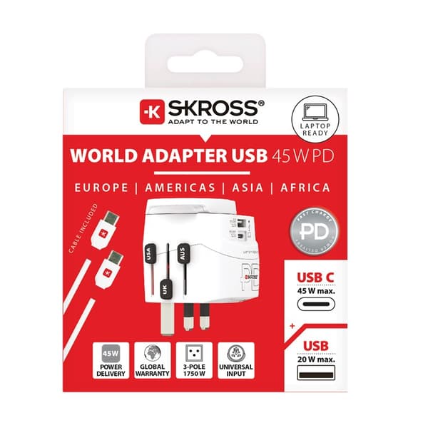 Rejseadapter PRO Light USB AC45PD