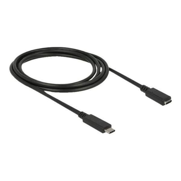 DeLOCK USB-förlängningskabel USB-C (M) till USB-C (F) USB 3.1 Gen 1 3 A 2 m svart