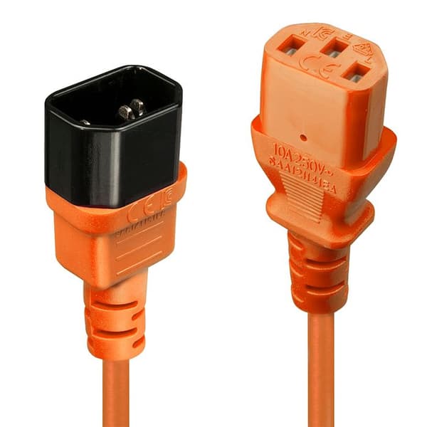Lindy Förlängningsströmkabel IEC 60320 C13 till IEC 60320 C14 2 m gjuten orange-30475