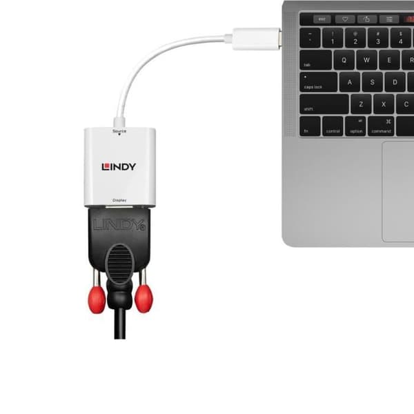 USB Typ C-konverter - LINDY - VGA - Vit - 2 års garanti - DisplayPort Alternativt läge