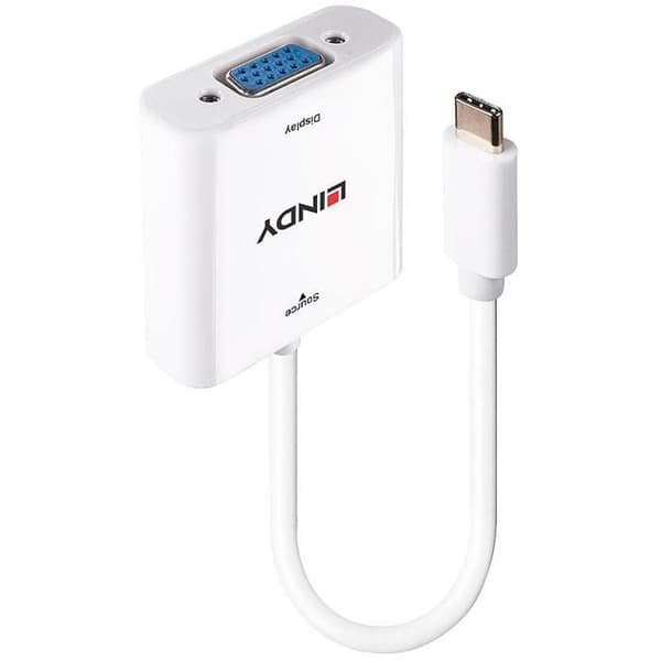 USB Typ C-konverter - LINDY - VGA - Vit - 2 års garanti - DisplayPort Alternativt läge