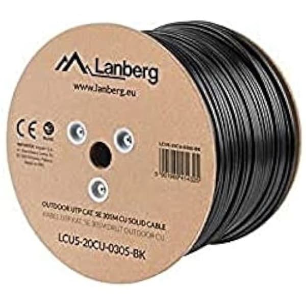 Nätverkskabel - LANBERG - Kategori 5E - UTP - Koppar - 305m - Svart