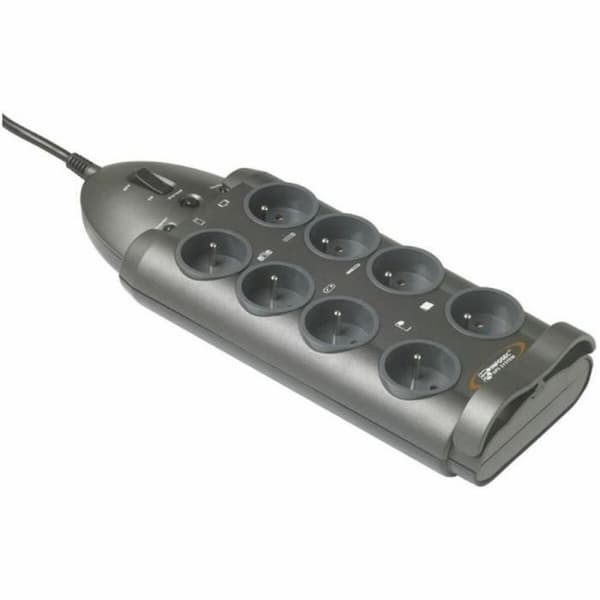 Schuko 8 Way multistikdåse INFOSEC S8 Sort