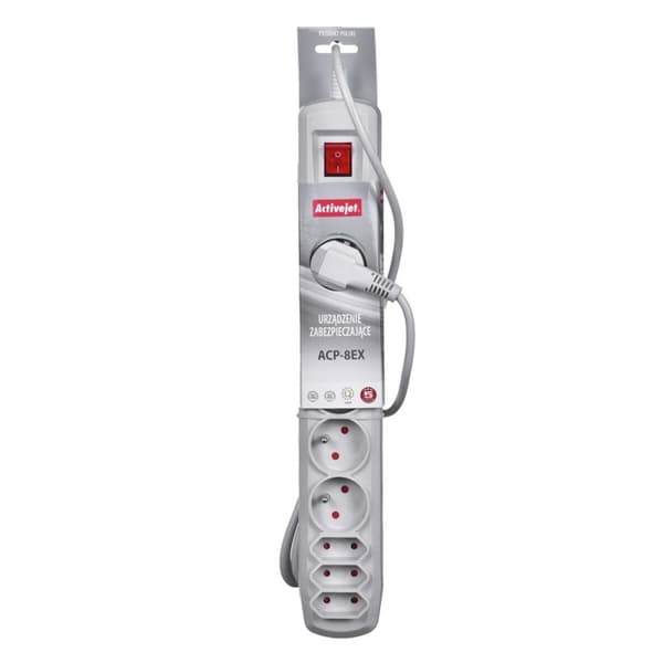 Stikdåse - 8 udtag med kontakt Activejet APN-8G (5 m)