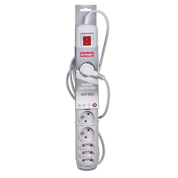 Stikdåse - 8 udtag med kontakt Activejet APN-8G (3 m)