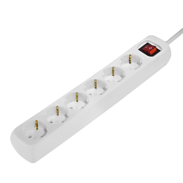 Schuko 6 Way multistikdåse Hama 00030384 1,4 m Hvid (1,4 m)
