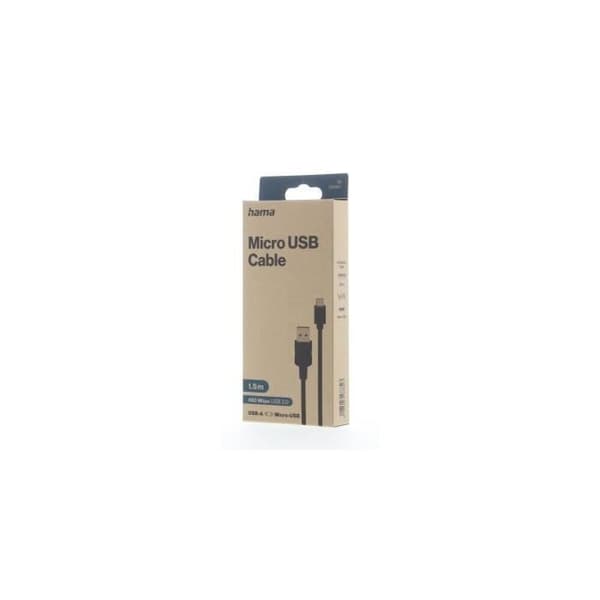 Mikro-USB-kabel - Inte specificerat - 1,50 m - USB 2.0 - 480 Mbit/s - Färg Svart
