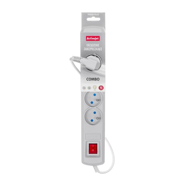Stikdåse - 5 udtag med kontakt Activejet ACP-5GN (3 m)