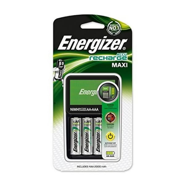 Laturi + ladattavat paristot Energizer Maxi Charger AA AAA HR6 (4 osaa) musta