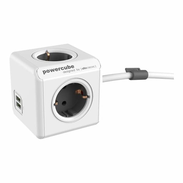 Kuutio monitoimiliittimillä Allocacoc Powercube Extended 1402 USB 250 V 16 A 1,5 m
