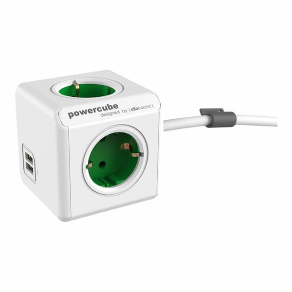 Kuutio monitoimiliittimillä Allocacoc Powercube Extended 1402 USB 250 V 16 A 1,5 m