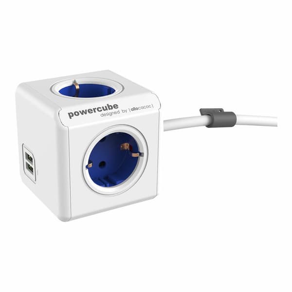 Kuutio monitoimiliittimillä Allocacoc Powercube Extended 1402 USB 250 V 16 A 1,5 m