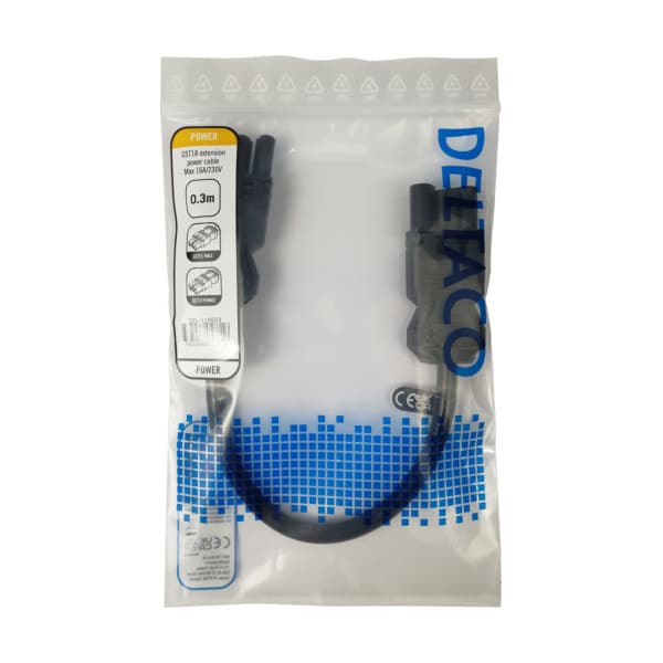 DELTACO GST18 uros - GST18 naaras, maadoitettu, 0,3m, musta
