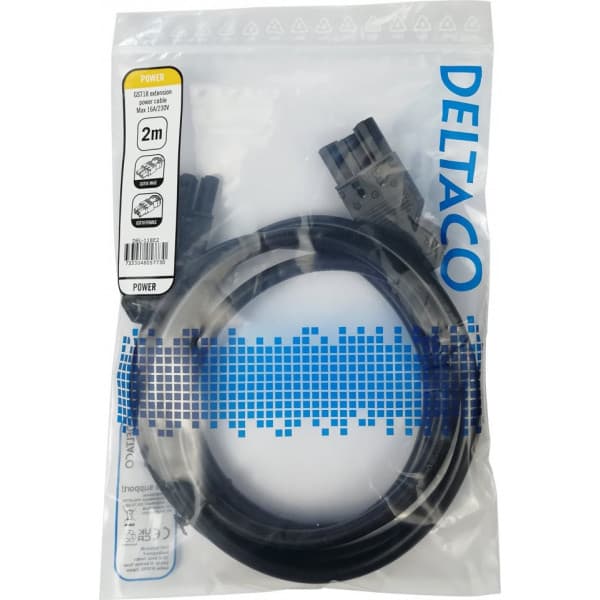 DELTACO GST18 uros - GST18 naaras, maadoitettu, 2m, musta