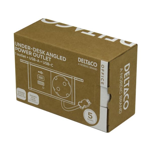 DELTACO strømpanel, 1 stik, 1x21W A+C USB-lader, GST18-kontakt
