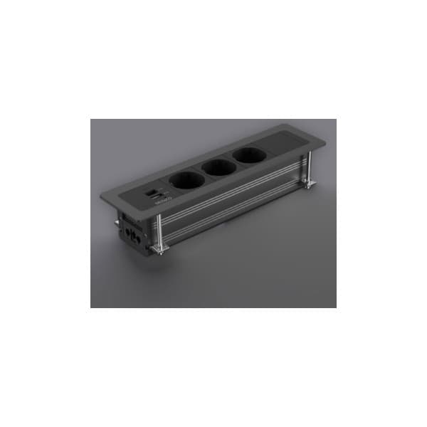 DELTACO indbygget strømstik, 3 stik, 1x21W A+C USB-lader, GST18, kædning