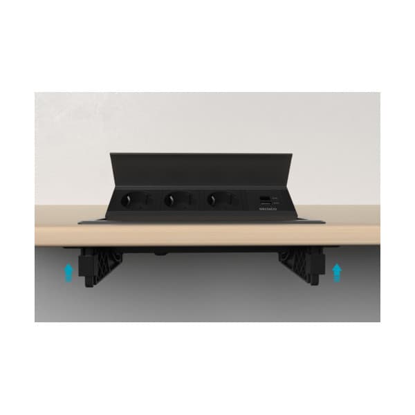 DELTACO indbygget strømafbryder, udsparingsklar, 3 stik, 1x21W A+C USB-oplader, GST18-tilslutning