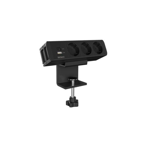 DELTACO strømpanel, 3 udtag, 1x21W A+C USB-lader, GST18-tilslutning