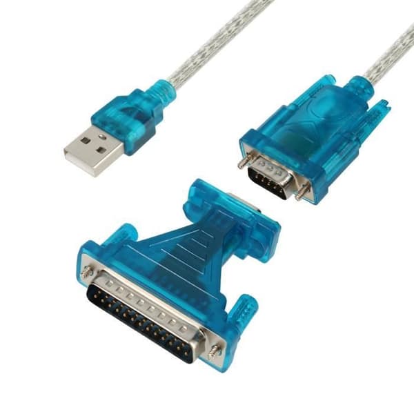USB 2.0-adapter - LinQ - DB25 och DB9 - Ljusblå - Anslutning till industriprodukter