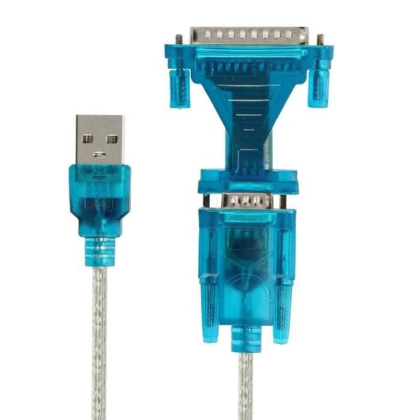 USB 2.0-adapter - LinQ - DB25 och DB9 - Ljusblå - Anslutning till industriprodukter