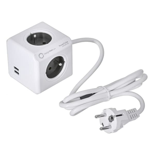 Forlængerledning Spand Allocacoc PowerCube Extended USB Type E Sort Spand (1,5 m)