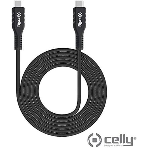 CELLY USB-C-kabel - Svart - För laddning och synkronisering av smartphones och surfplattor - USB-C-kontakt med dubbla portar