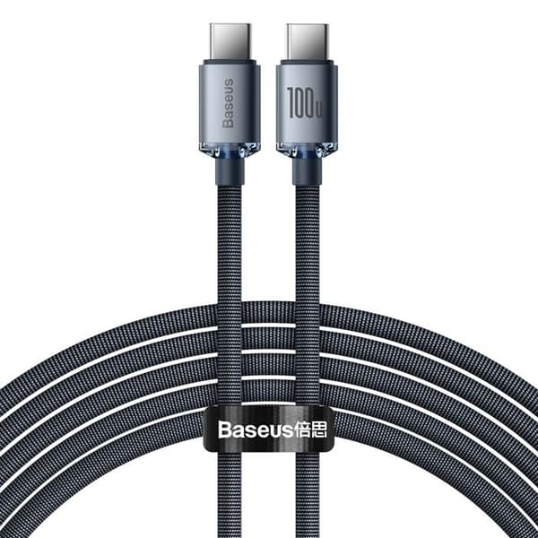 Typ-C till Type-C-kabel, 100W, 2m - Baseus - Svart