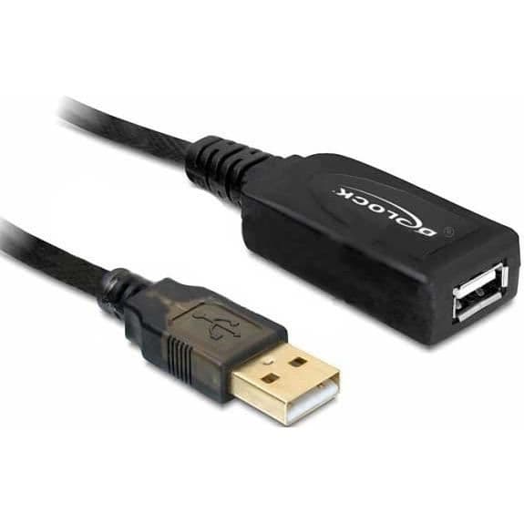 DeLOCK 20m USB 2.0, 20 m, Hane-Kvinna, Svart