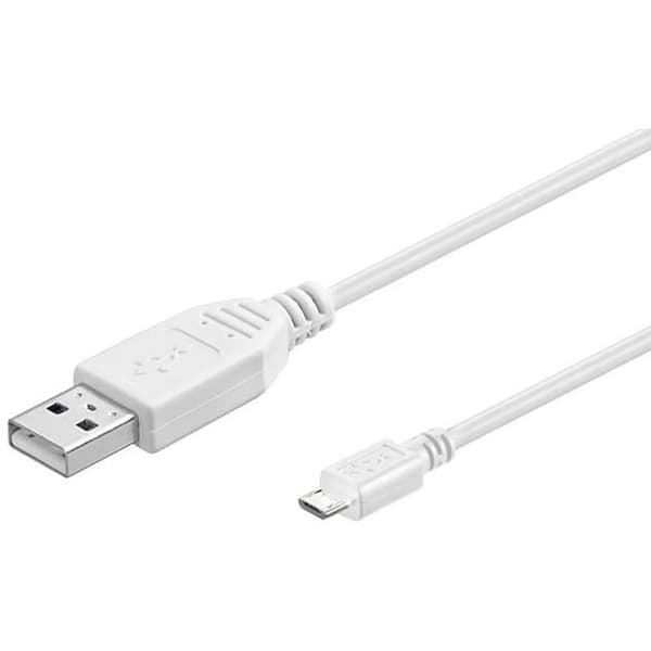 Microconnect USBABMICRO0.60W, 0.6 m, USB A, Micro-USB B, 2.0, Hane-Hane, Vit
