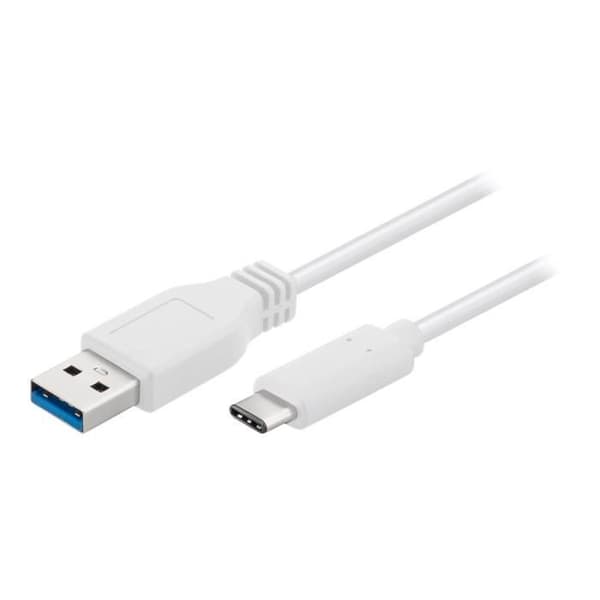 USB Typ A (M) till USB-C (M) USB 3.1-kabel 1 m gjuten vit - MicroConnect